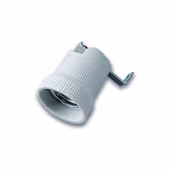 Douille pour ampoule E27 Electraline. Douille ampoule E27 porcelaine avec support de fixation métallique référence 70140. - P ...