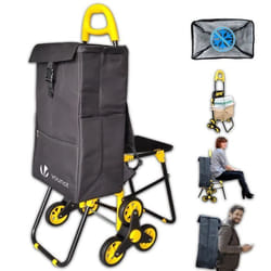 VOUNOT Chariot de courses pliable avec siege Jaune