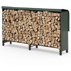 Serre bûche avec housse de protection 200 x 40 x 115 cm - anti-rouille, usage intérieur et extérieur