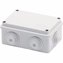 Cassetta di derivazione IP55 con coperchio basso a vite. Dimensioni interne 120x80x50. Pareti con passacavi. Colore grigio RA ...