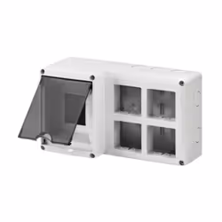 Coffret protégé Gewiss 4 modules DIN + 8 emplacements IP40 gris - GW27072Un système complet et polyvalent de coffrets modulai ...