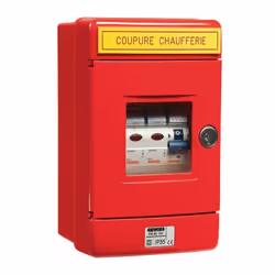 Coloris : rouge RAL 3000 Composition du 139 067 : 1 x disjoncteur 4P 32 A 1 x disjoncteur 2P 10 A 2 x voyants de présence ten ...