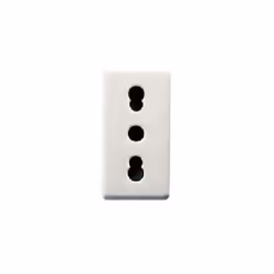 ** Prise bivalente bipolaire plus prise de terre 16 A pour fiches italiennes standard 4 - 5 mm avec 1 module. Equipe' d'e'cra ...