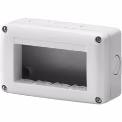 Contenitore per apparecchi system, protetto, 4 posti, grigio RAL 7035 - IP40. Boîtier pour luminaires système, protégé, 4 pos ...
