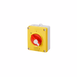 Interrupteur sectionneur - HP - Urgence - En boitier isolant - 16A 2P - Poigée rouge cadenassable - IP66/67/69