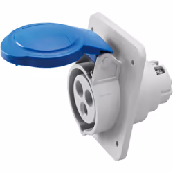Presa Fissa Incasso 10 Gradi IP54 2P+T 32A 200-250V 50/60Hz Blu Cablaggio A Vite. 10 Degrés IP54 2P+E 32A 200-250V 50/60Hz Câ ...