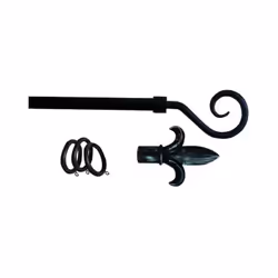 Kit de tringles à rideaux en fer Extensible composé de : Tringle d20, 2 supports cm.12 2 embouts, 20 anneaux avec crochet Mét ...