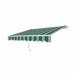 Store enroulable en aluminium avec double articulation, une pour l'ouverture et la fermeture, l'autre pour l'inclinaison. Équ ...