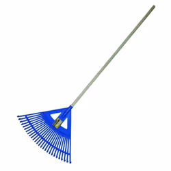 Balais collecteurs de feuilles Blinky - en plastique bleu 27 dents - Rayon cm. 60 - Manche en bois cm. 157