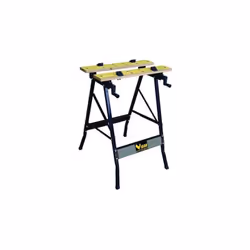 Établi de type 'Workmate' avec des plateaux qui agissent comme un étau grâce aux deux commandes latérales, pour fixer des piè ...