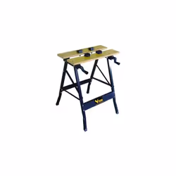 Établi de type 'Workmate' avec des plateaux qui agissent comme un étau grâce aux deux commandes latérales, pour fixer des piè ...