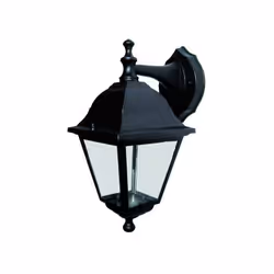 Lanternes Blinky Capri-34 Mural Top Attack Aluminium Finition Noire Rugueux Forme Flashée, Verre Lisse Douille en Céramique E ...
