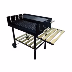 Barbecue BLINKY Circe Table de cuisson 85X56 cm 4 pieds dont deux à roulettes 2 plans de travail Capot coupe-vent en acier pe ...