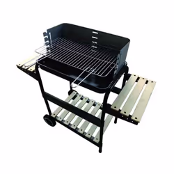 BLINKY Barbecue Calipso Table de cuisson 58X38 cm 4 pieds dont deux à roulettes 3 plans de travail Capot coupe-vent en acier  ...