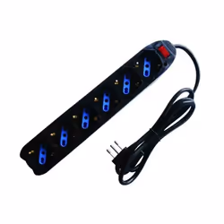 Multiprises 6 Prises avec Interrupteur - 6 Prises Schuko/Bypass 10/16A - Fiche 90° 10A 2P+T - Interrupteur et protection surc ...