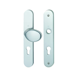Ensemble plaque 76G/300M/300FEA70 sur grande plaque - Argent - Fonction : palière clé i sans béquille - Épaisseur de porte : 40 mm - Section du carré