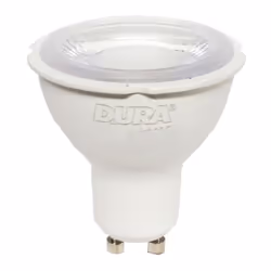 Ampoule LED Duralamp avec les caractéristiques suivantes : Tension 220/240 Vac Puissance 9 Watt Douille GU10 Lumière froide 6 ...