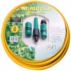 Tuyau jaune hidro-mat avec accessoires - Tuyau diamètre : 15mm. - Rouleau : 25 m. - Tuyau tressé. - Article également connu s ...