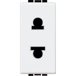 Bticino - Prise standard euro us 2P+T Livinglight 127/250 v Blanc 1 module N4125