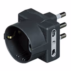 bticino S3611G, Type L (IT), Type L (IT) + Type F, 250 V, 16 A, Anthracite, Mâle/Femelle