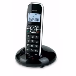 Saiet LEM, Téléphone DECT, Combiné sans fil, Haut-parleur, 50 entrées, Identification de l'appelant, Noir, Argent