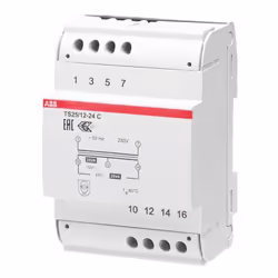 Transformateur modulaire ABB avec les caractéristiques suivantes : Tension primaire 230 Vac Tension secondaire 12-24 Vac Puis ...