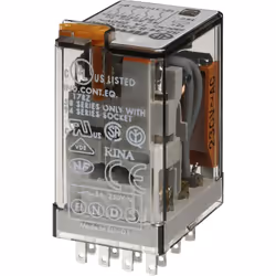 description Relais 55.32 : 2 inverseurs pour 10 A/250 V AC (AC1) (touche de contrôle et indicateur de la position de commutat ...