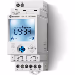L’interruttore orario digitale tipo 12.62 con programmazione settimanale è dotato di 2 contatti in scambio 16 A, di Interrutt ...