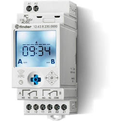 Finder - Horloge digitale hebdomadaire nfc 2 interrupteurs 16A 12.62