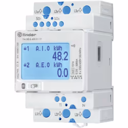 description Compteur d'énergie multifonction à 3 phases électronique pour 2 tarifs avec 2 interfaces S0, bidirectionnel, pour ...
