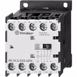 description Mini-contacteur industriel pour rail de support 35 mm, 4 N/O 9 A (400 V - AC 3), matériau de contact AgSnO2, puis ...