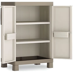 Armoire basse en résine - KIS - Excellence 9709 - Gris - 2 tablettes réglables et 2 bacs porte-outils