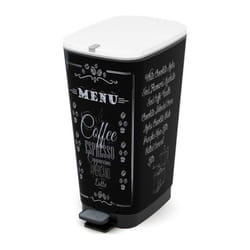 Kis Poubelle de cuisine a pédale - Noir - Motif coffee - 42.5L