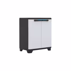 Description générale Armoire de rangement basse Linear, idéale pour organiser vos espaces. Conçue en résine robuste avec des  ...