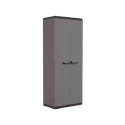 Armoire de rangement utilitaire Piu - 68 x 39 x 166 cm - Gris anthracite et noir - KIS
