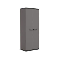 Armoire de rangement utilitaire Piu - 68 x 39 x 166 cm - Gris anthracite et noir - KIS