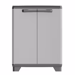 Keter Armoire Basse de Rangement Gris et Noir Étagère Balcon Terrasse Garage 445035