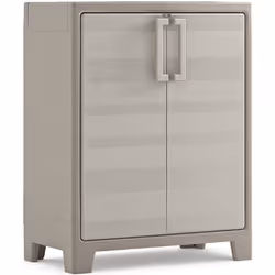 Armoire basse Gulliver - KETER - Beige Sable - 2 étagères réglables - 80 x 44 x 100 cm