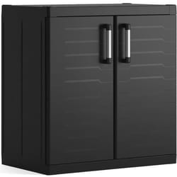 Armoire basse Detroit XL - KETER - Noir - 89x54x93 cm - 4 étagères réglables - Portes verrouillables