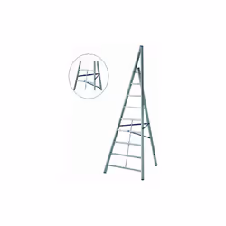 Echelle agricole triangulaire en aluminium Trittika 6 marches h 222 cm trois pieds utilise'e en agriculture