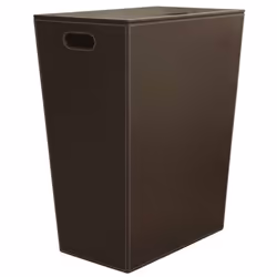 Panier à linge couleur marron matériau : simili-cuir forme carrée pour se poser sur le sol dimensions : 430 × 480 × 260 mm tr ...