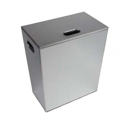Koh-i-noor - Panier à linge Ecopelle en cuir synthétique avec sac L43 x l26 x h48 cm - couleur argent