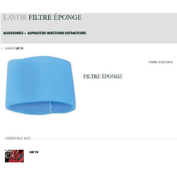Filtre - LAVOR - GPB 20 - Éponge - Compatible - Aspirateur injecteur extracteur
