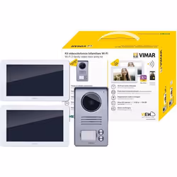 VIMAR Kit interphone vidéo bifamilial intelligent avec 2 écrans tactiles mains libres plaque audiovidéo 2 boutons