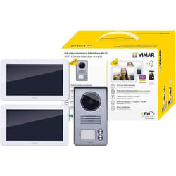 VIMAR Kit interphone vidéo bifamilial intelligent avec 2 écrans tactiles mains libres plaque audiovidéo 2 boutons
