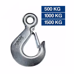 Hook de levage en acier galvanisé Convient aux désaccords électriques Disponible Scope max: 500/1000/1500 kg.