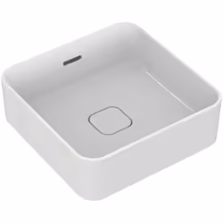 Lavabo à poser carré sans trou pour mitigeur couleur : blanc en argile réfractaire fine avec trop-plein dimensions : 400 × 40 ...
