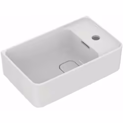Lave-mains 1 trou pour robinet à droit couleur blanche en argile réfractaire fine avec trop-plein dimensions 450 x 270 x 170  ...