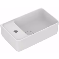 Lave-mains 1 trou pour robinet à gauche couleur blanche en argile réfractaire fine avec trop-plein dimensions 450 x 270 x 170 ...