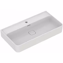 Lavabo avec trou pour mitigeur au milieu couleur blanche en argile réfractaire fine le côté bas glaçuré dimensions 800 x 430  ...
